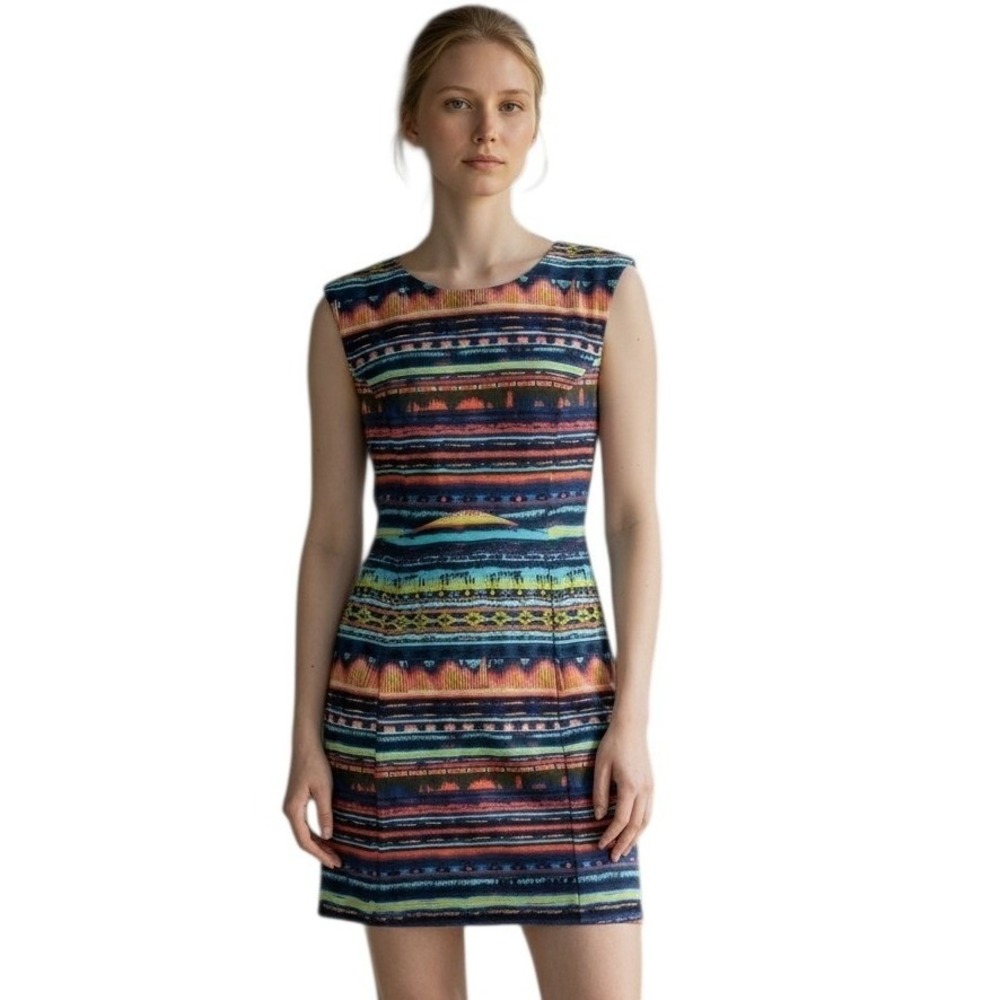 Title Nine Sporty Active Womens sz Medium Stretchy Aztec Print Pickleball Dress